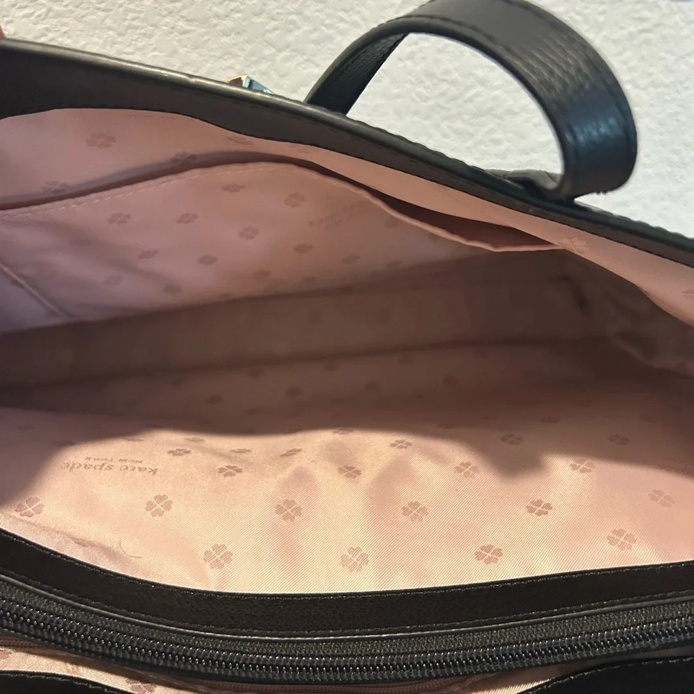 kate spade Black Pebbled Leather Tote with Spade Accent